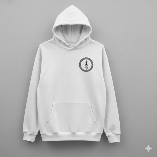 Punjabi Couple with Swords Unisex Hoodie – Traditional Artwork, Minimal Ethnic Sweatshirt