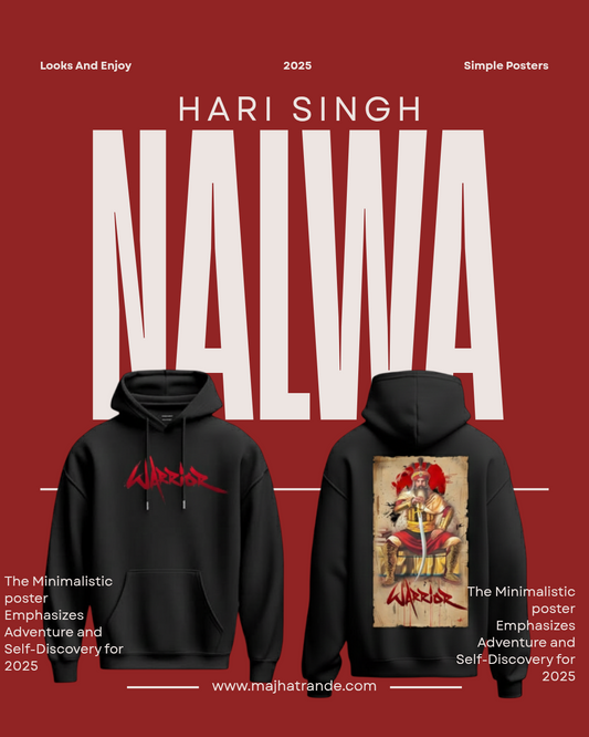 Majha Warrior Portrait Hoodie – Unisex Oversized Black Premium Cotton Sweatshirt