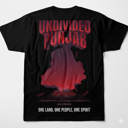 Undivided Punjab Statement T-Shirt – Grunge Map Back Print Unisex Tee (Black)