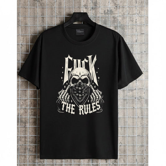 Bandana Skull Rebel Print – Anti-Rule Grunge Streetwear T-Shirt (Unisex, Black)