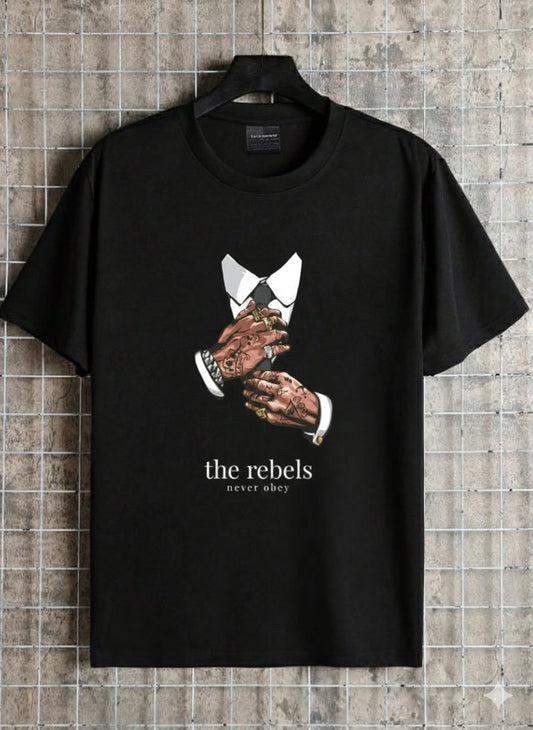 Rebel Hands in Suit Graphic T-Shirt – Unisex Black Streetwear Tee