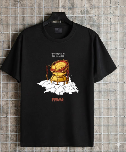 Golden Kadhai with Punjab Map – Punjabi Heritage Streetwear T-Shirt (Unisex, Black)